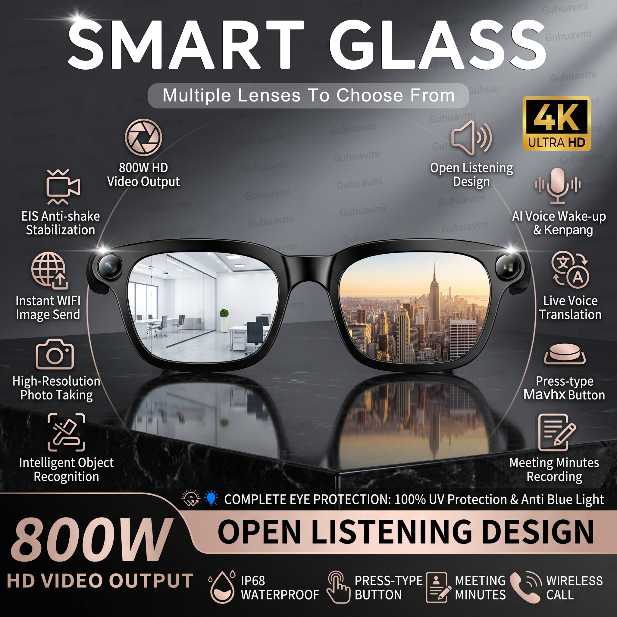 Audio Music Voice - New Smart AI Glasses with 800W