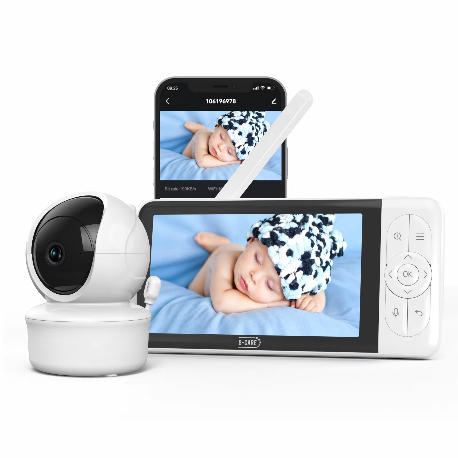 Audio Music App - Babystar 5-inch Tuya baby monitor, 1080P