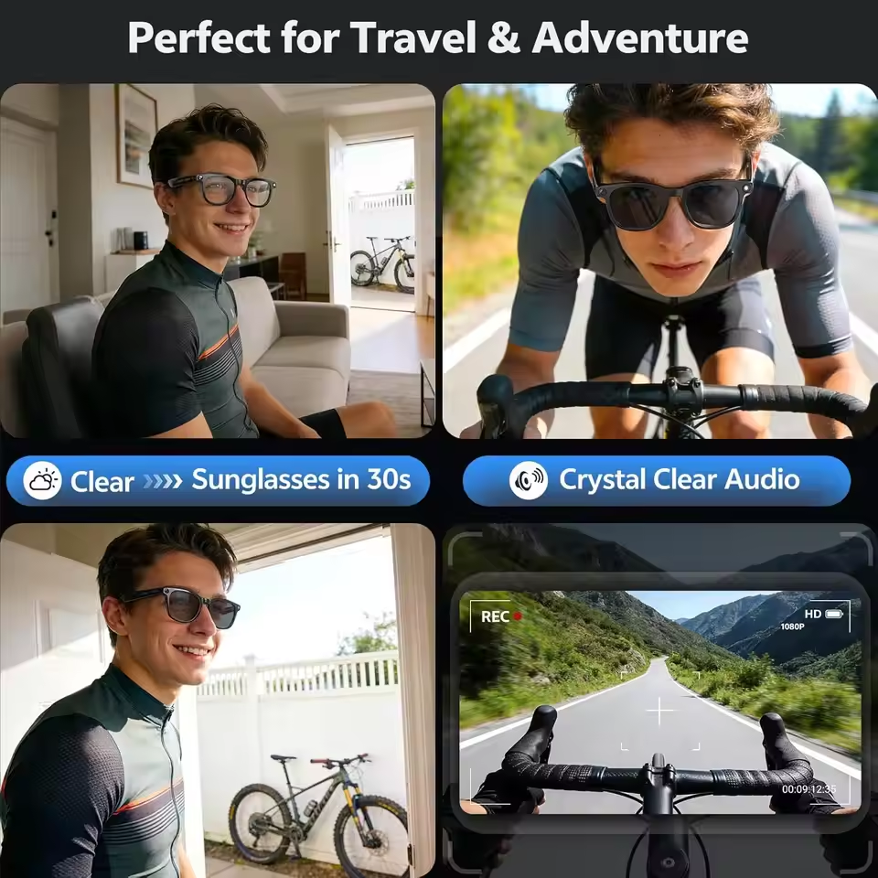 Wireless Smart Camera Glasses  - Audio Music Voice review and price